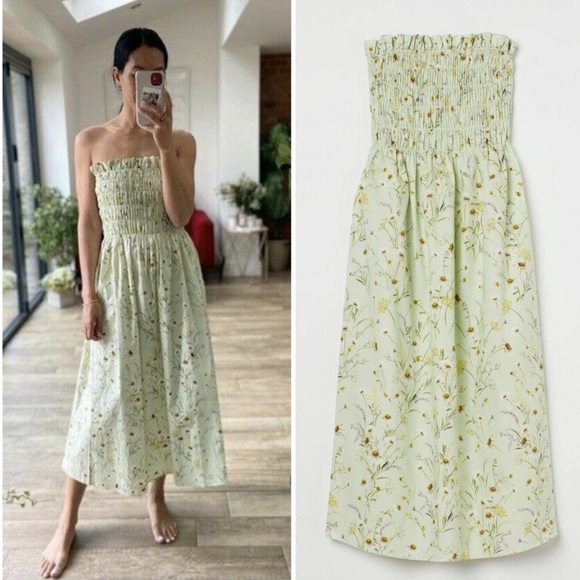 H&M Dresses Hm Wildflower Meadow Smocked Midi Dress Poshmark